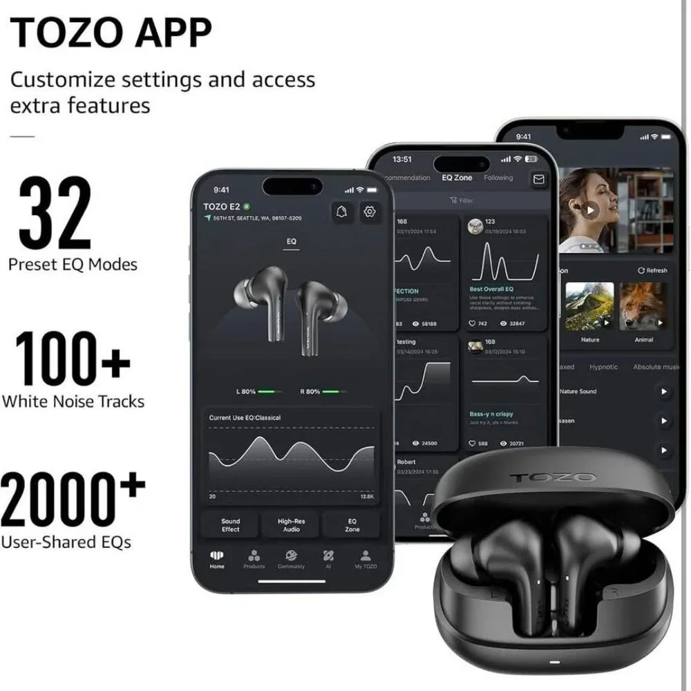 NEW Wireless Earbuds 10mm Drivers with Powerful Bass,2 Mics AI Call Noise Cancel